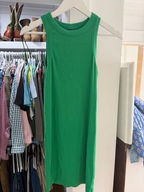 Bright Green Ribbed Tank Dress old navy